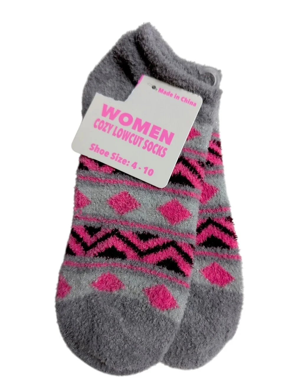 🍁2/$7🍁NWT Grey And Pink Aztec Print Plush Socks